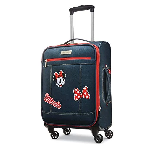 American Tourister Disney Softside Luggage with Spinner Wheels, Minnie Mouse Denim