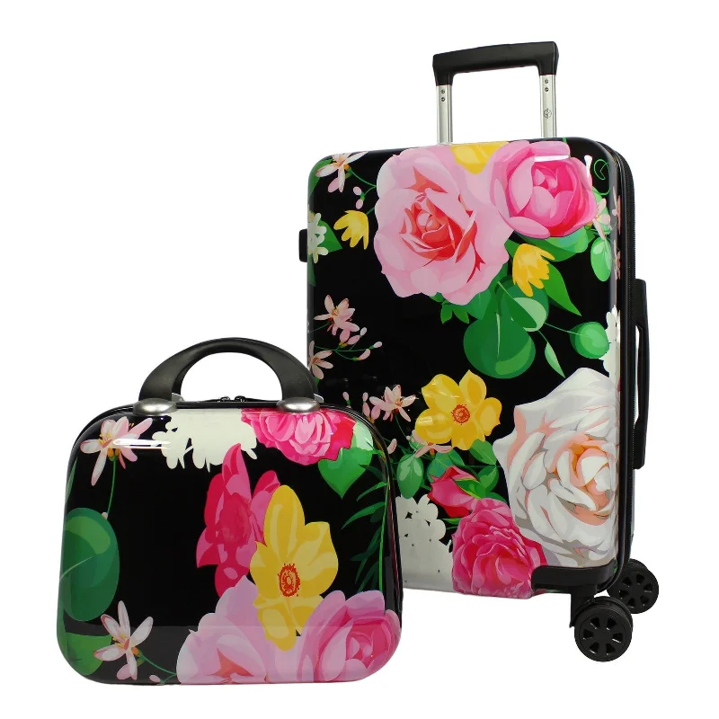 World Traveler Peonies 2-Piece Hardside Carry-On Spinner Luggage Set