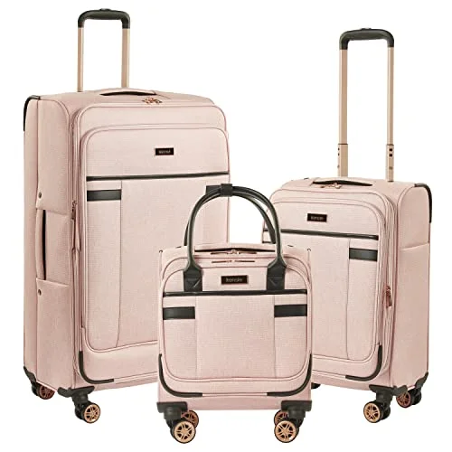 Kensie Women's Hudson Softside 3-Piece Spinner Luggage Set, Rose