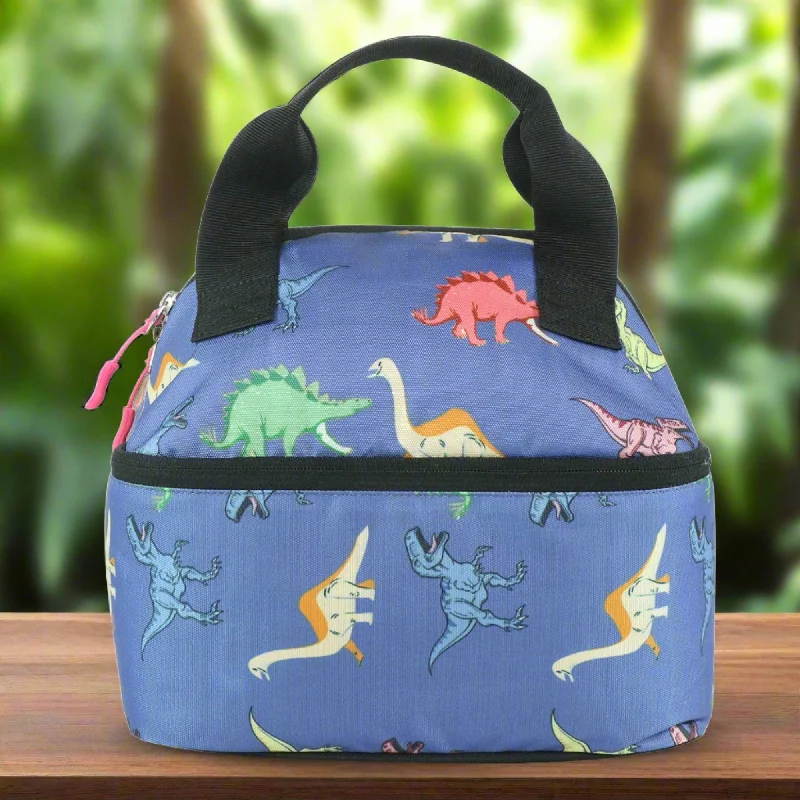 Smily Kiddos Double Decker Lunch Bag Dino Theme - Blue LxWxH :25.5 X 17 X 20 CM