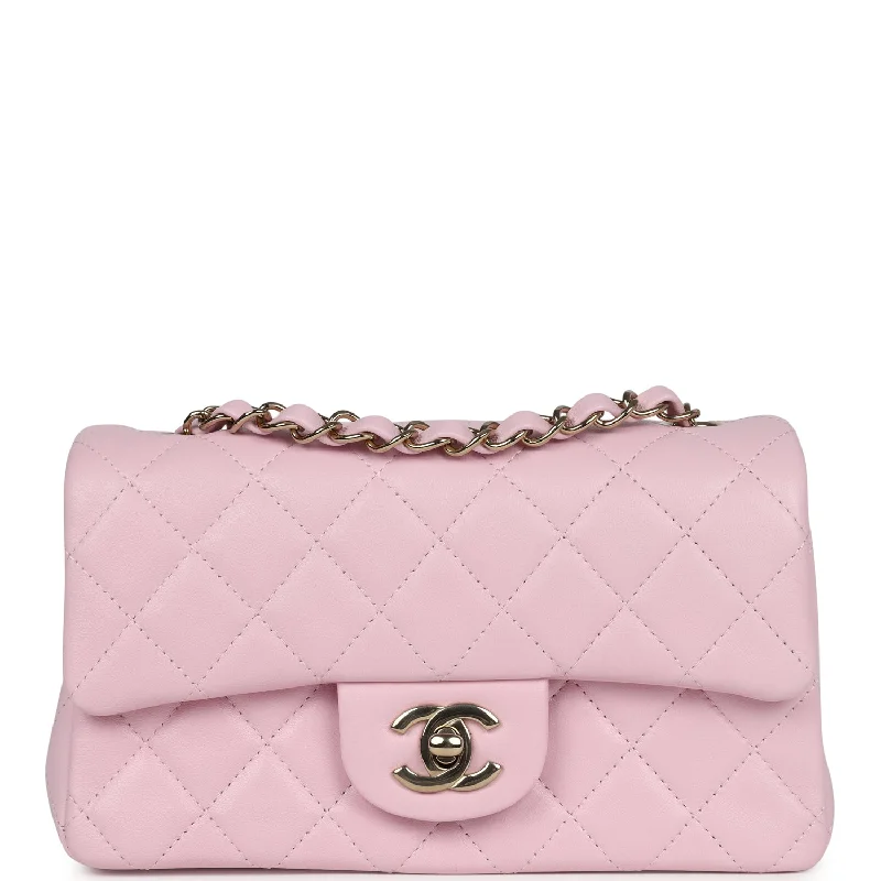 Chanel Mini Rectangular Flap Light Pink Lambskin Light Gold Hardware