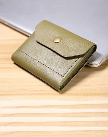 Cute Women Green Leather Billfold Card Wallet Coin Wallets Mini Change Wallets For Women