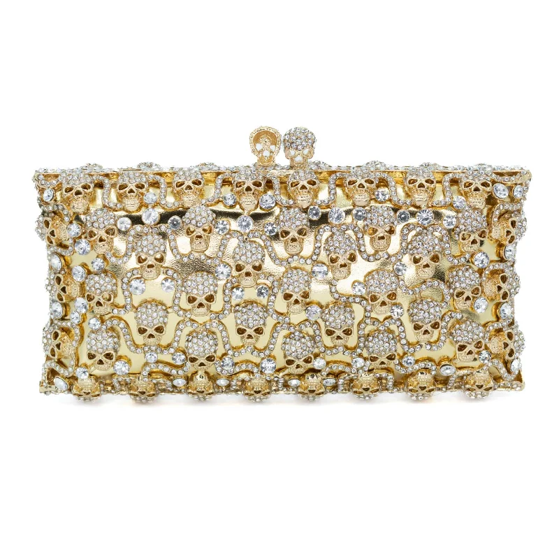 Gold Crystal Skulls Clutch