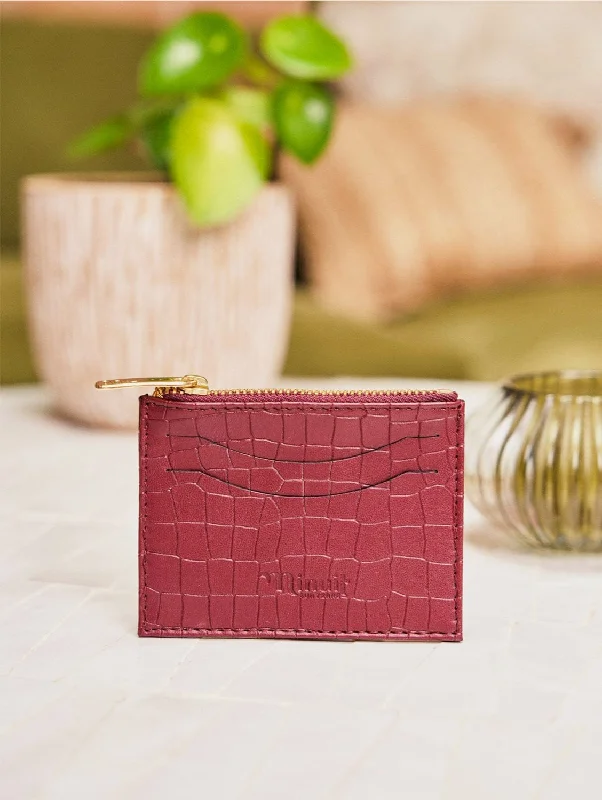 Bonus Offer Vivace Vegan Leather Card Holder | Burgundy Croc