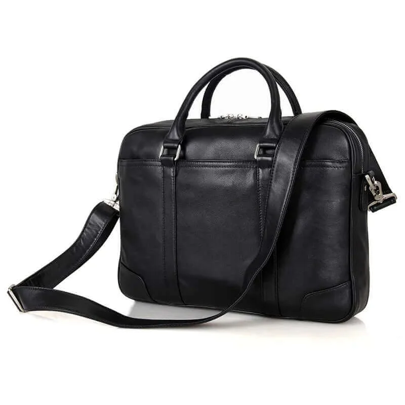 Black Leather Business Work Bag Briefcase - Versatile Elegance