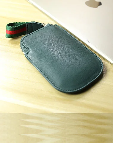 Cute Women Slim Green Leather Mini Zip Coin Wallet Small Zip Change Wallet For Women