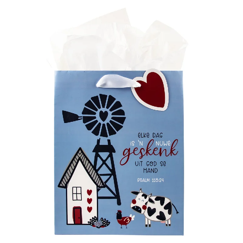 Elke Dag Is 'n Nuwe Geskenk Afrikaans Medium Gift Bag With Gift Tag - Ps 118:24