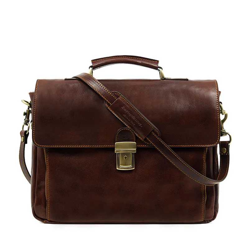 Leather Briefcase Laptop Bag  - In Cold Blood