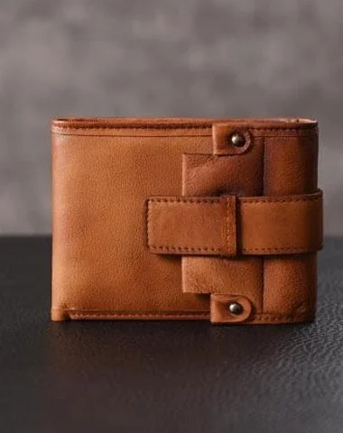 Handmade Mens Cool billfold Leather Wallet Men Small Slim Wallets Bifold for Men