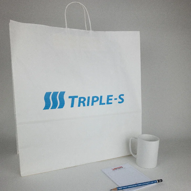 Jumbo White Paper Shopping Bags (Custom Printed)