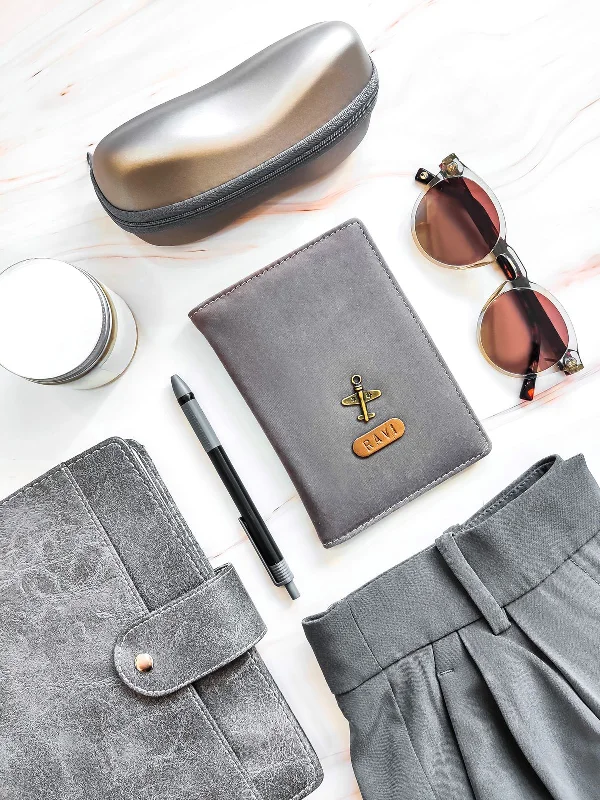 Grey Velvet Passport Cover