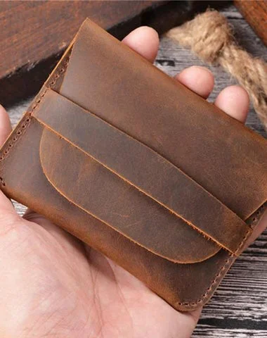 Vintage Brown Leather Men's Coin Holder Black Card Wallet Slim billfold Wallet For Men