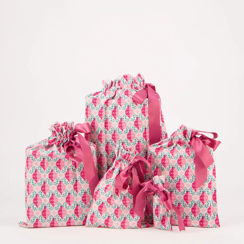 Pink Baubles (Reusable Gift Bag Set)