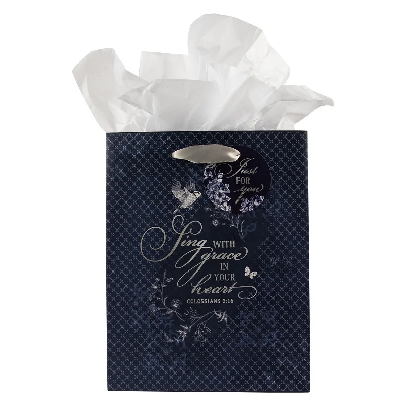 Sing With Grace In Your Heart Medium Gift Bag With Gift Tag - Colossians 3:16