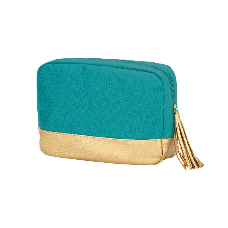 Teal Cabana Cosmetic Bag